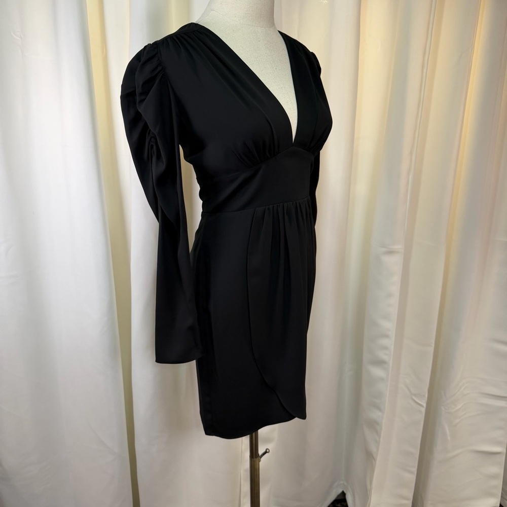 NWT Amanda Uprichard ‘Analeigh’ Shirred Black Faux-Wrap Mini Dress Size XS - Picture 13 of 13